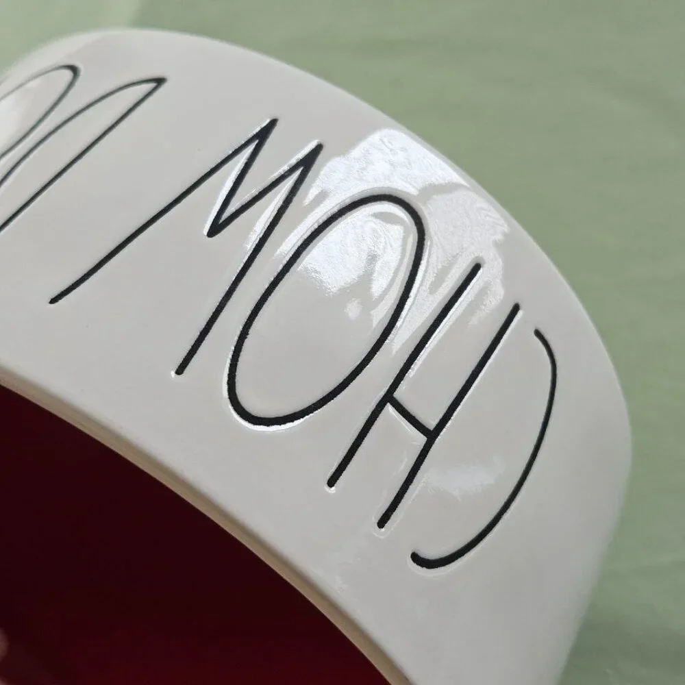 6" Rae Dunn Chow Down Pet Bowl Dish‎ White/Cream & Red Color Medium Size - Picture 5 of 9